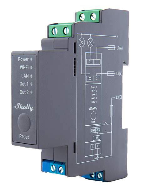 SHELLY SHELLY PRO 2 Spínací modul na DIN lištu SHELLY SHELLY PRO 2 Spínací modul na DIN lištu